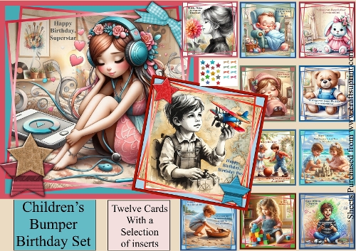 Childrens Bumper Birthday set new for 2026 consists of 12 6x6 cards