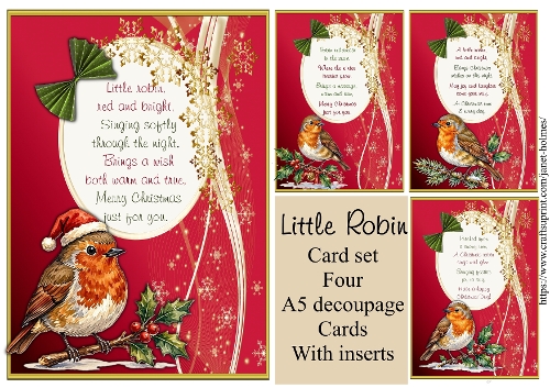 Little Robin A5 Decoupage card set 2026