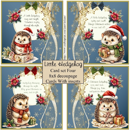 Little Hedgehog 8x8 Decoupage card set 2026