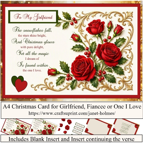 A4 Christmas Card GIRLFRIEND, FIANCEE or ONE I LOVE