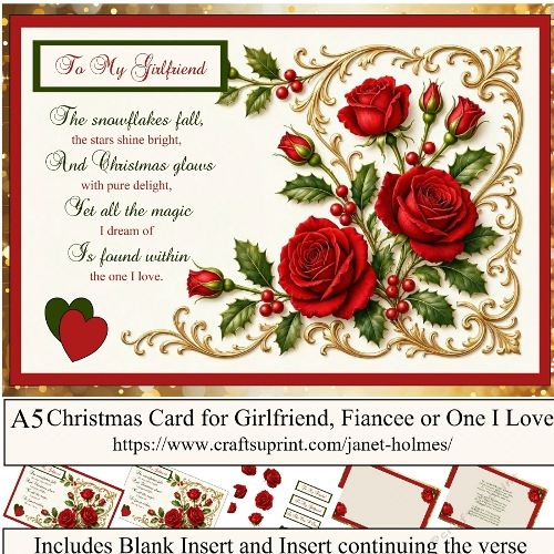 A5 Christmas Card GIRLFRIEND, FIANCEE or ONE I LOVE