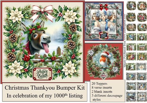 Christmas thank you Bumper kit 20 6x6 cards