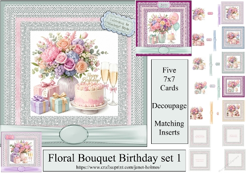 Floral Bouquet Birthday set 1