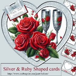 Silver & Ruby Shaped anniversary cards