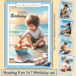 Boating Fun 5x7 card kit for young boys