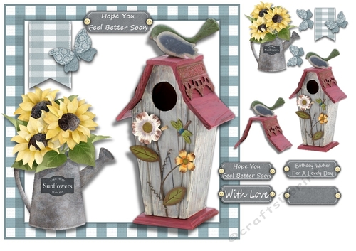 Sunflowers and Birdhouse