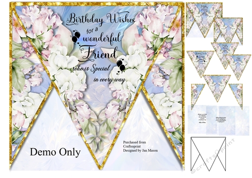 3 Point Gold Edged Floral Card