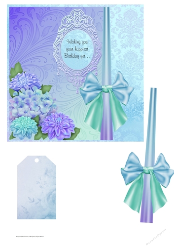 Blue & Green Ribbons & Flowers