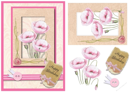 Pink Poppies in a Frame
