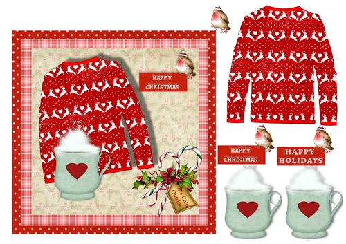 Red  Christmas Jumper and Hot Chocolate