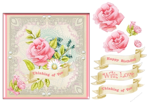 Victorian Lace, Pink Roses and Pearls