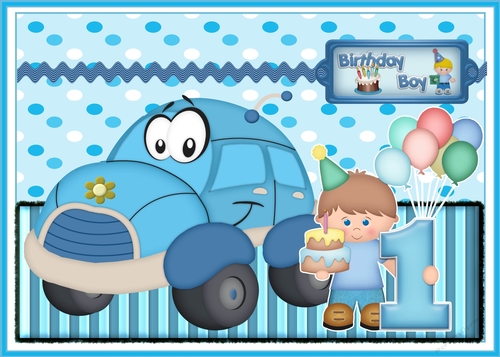 Blue Car Little Boys Birthday