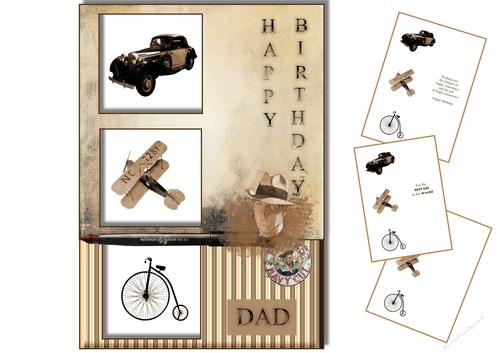 Vintage Fathers Day or Birthday. 2 Cards.