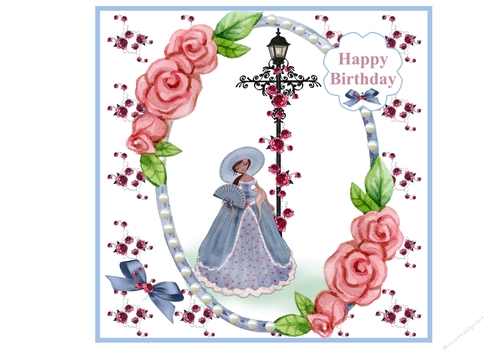 Pretty Lady in Pearl and Rose Frame with inserts