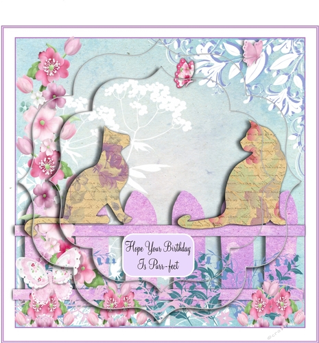 Cats On The Fence With Butterflies Pyramage