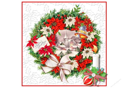 Christmas Wreath with Snow Scene
