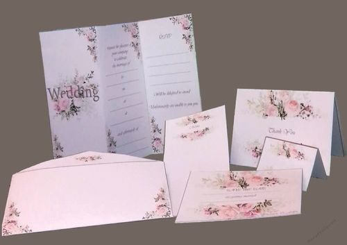 Wedding Stationary Complete Set Including  Save The Date, Invitation, RSVP, Menu, Place Name, Thank You, Envelope