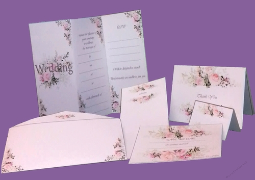 Wedding Invitations Complete Stationary Set, including Save The Date, Invitation, RSVP, Menu, Place Names, Thank You Card
