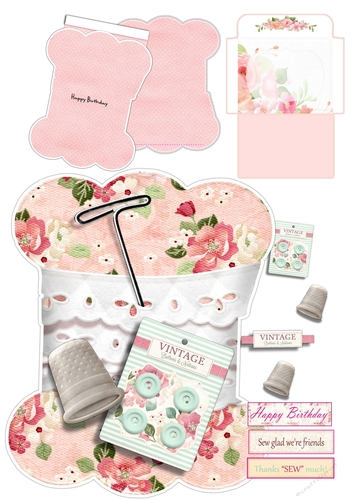Sewing Lace Shaped Card Including Matching Envelope