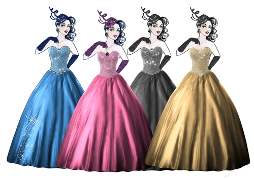 Beautiful ladies in ball gowns CU ok.