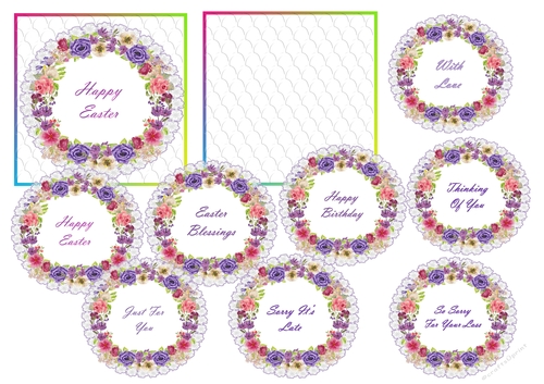 8 Card Toppers Floral Frames with 8 Assorted Greetings