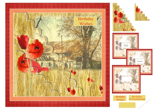 Poppies and Wheatfield Birthday/Retirement/Any Occasion