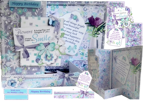 Z Fold Flowers and Butterflied Birthday/Mothers Day Including Template