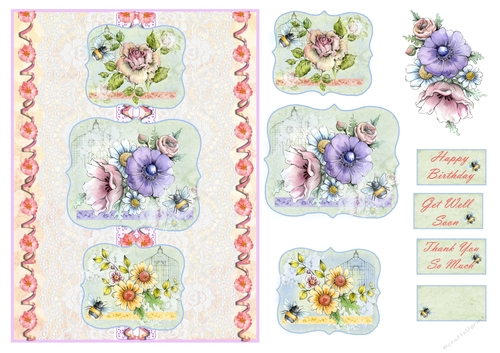 Flower Shapes On Lace Background
