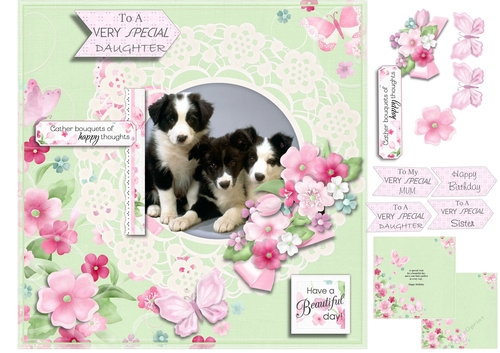 Border Collie Puppies and Flowers