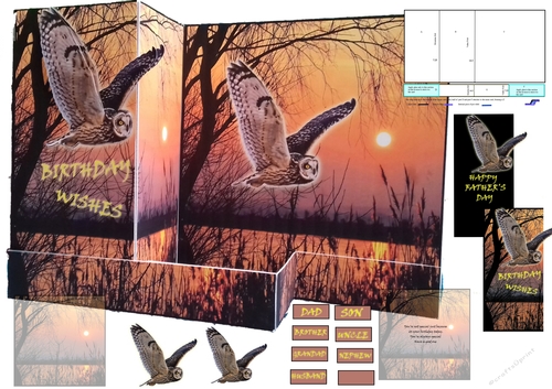 Z Fold Owls At Dusk including Template Male Birthday/Fathers Day