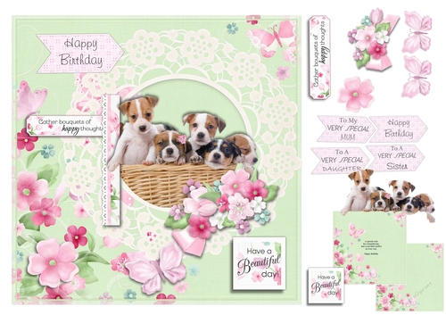 Jack Russell Puppies and Flowers