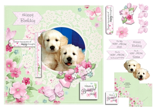 Labradore Puppies and Flowers