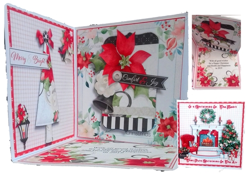 Christmas Poinsettia Corner Card including Template and Written Instructions