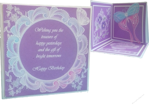 Corner Card Purple Parchment Effect including Full Instructions and Templates