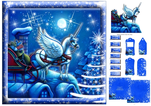 Unicorn With Santas Sleigh Giving Rudolph A Rest