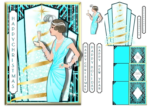 Art Deco Teal Christmas/New Year