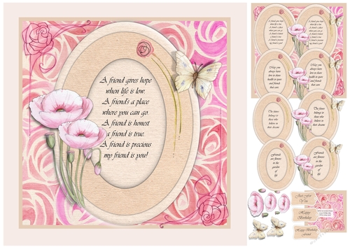 Friend Poppies and Butterfly with multiple toppers