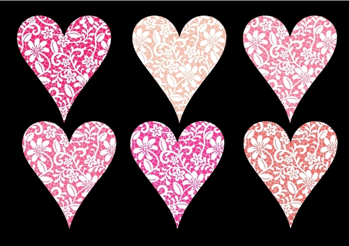 Lace Hearts Pink