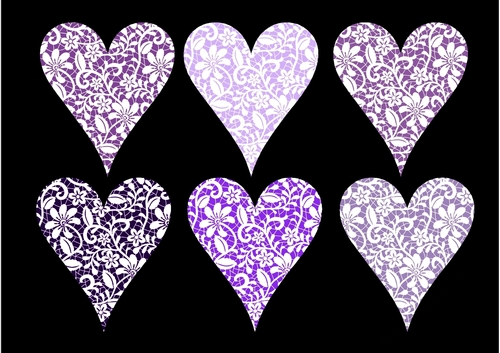 Lace Hearts Purples