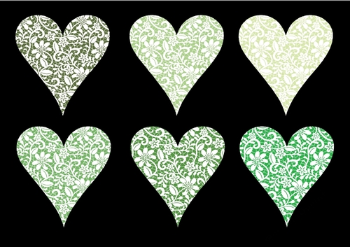 Lace Hearts Greens