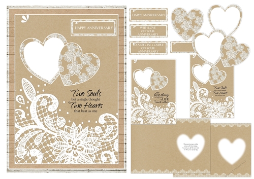 Rustic and Lace A5 Wedding Anniversary Card, 2 Card Fronts