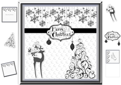 Monochrome Snowflakes, Reindeer and Tree
