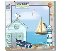 Beach Hut and Boat Frame Card, Birthday,Retirement,Fathers Day