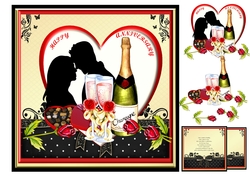Happy Anniversary Young Couple Champagne and Chocolates