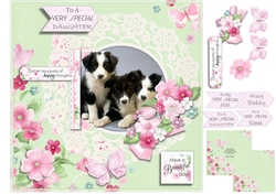 Border Collie Puppies and Flowers