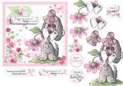 Dog With Flowers And Butterflies