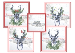 Christmas Deer with Snow x 4 Images