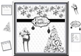 Monochrome Snowflakes, Reindeer and Tree