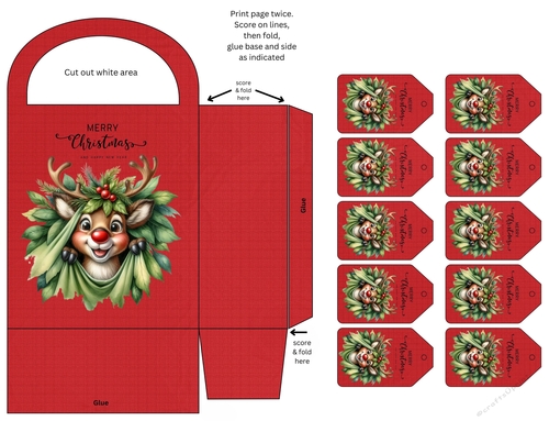 Happy Rudolph bag and tags