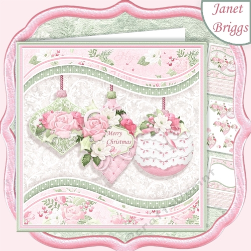 PASTEL CHRISTMAS BAUBLES 7.5 Decoupage & Insert Kit